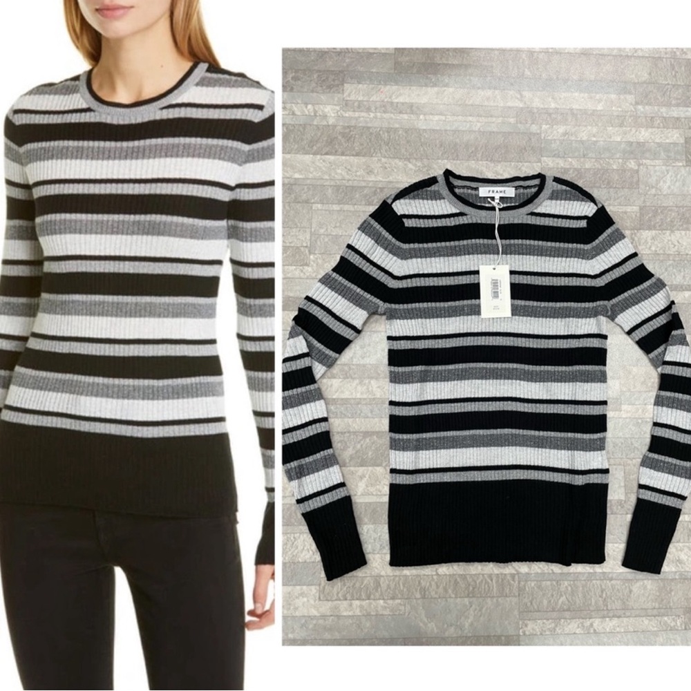 Frame Cashmere Panel Sweater Size Medium